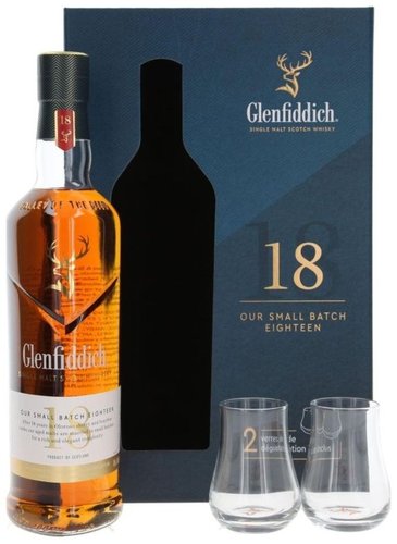 Glenfiddich 18y + 2 skleniky  0.7l