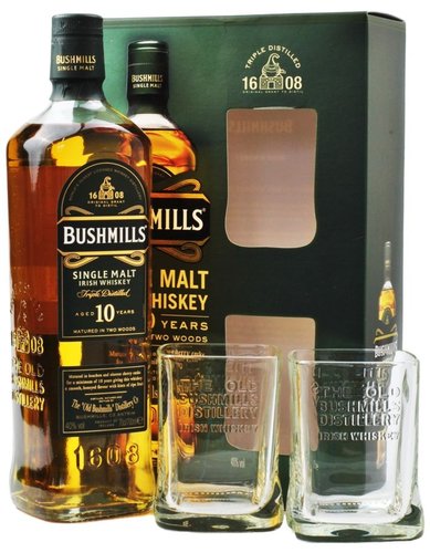 Bushmills 10y se sklenikama  0.7l