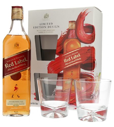 Johnnie Walker Red label se sklenikama  0.7l